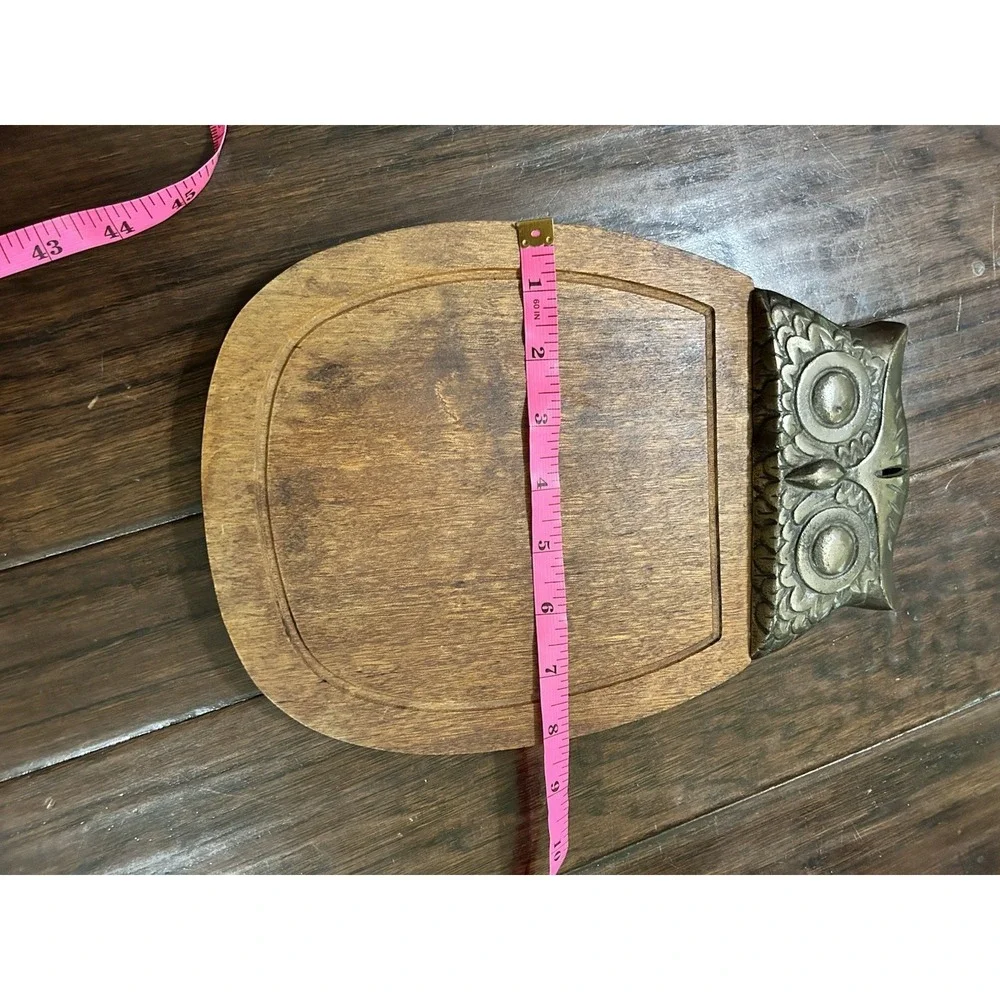 Wood and Metal Owl Carved Serving Tray, Charcuterie Platter, Wall Hanging